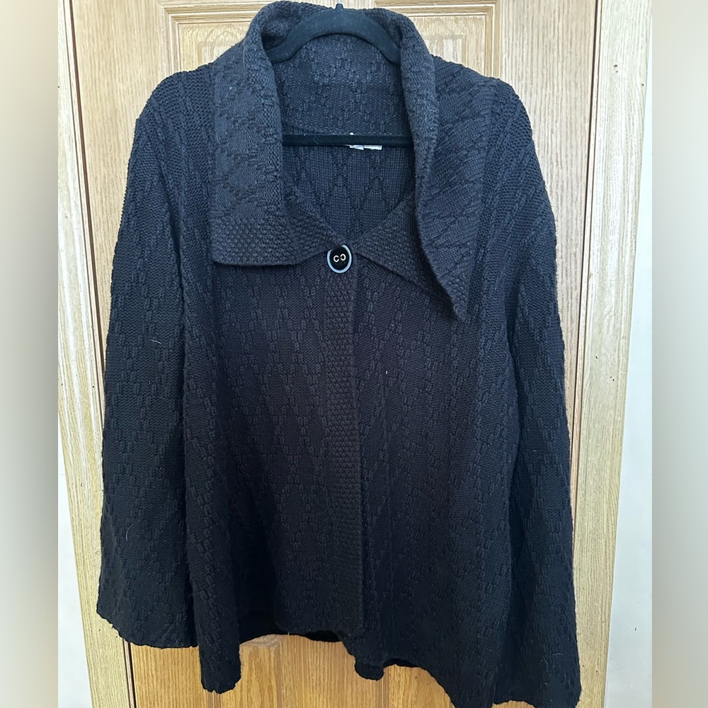 JM Collection Textured Black Cardigan Sz 2X